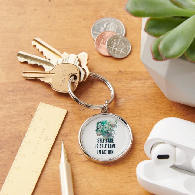 Self-care is self-love in action key ring (Desk)
