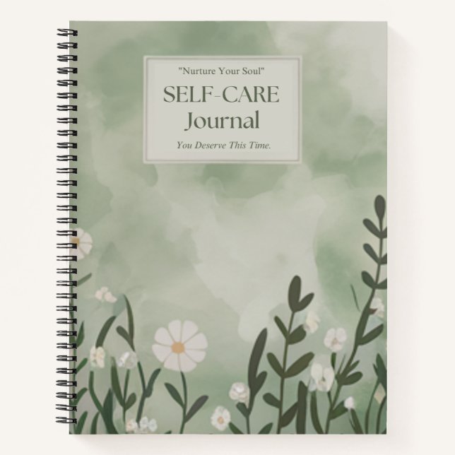  Self-Care Journal: Green Floral Mindfulness Notebook (Front)
