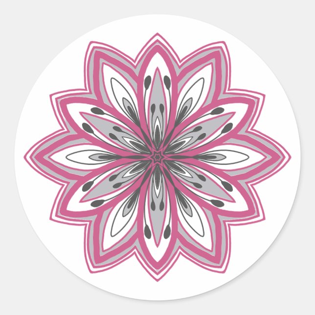 Self-care mandala flowers classic round sticker (Front)