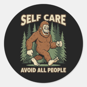 Self Care Mental Health Funny Bigfoot Graphic Classic Round Sticker