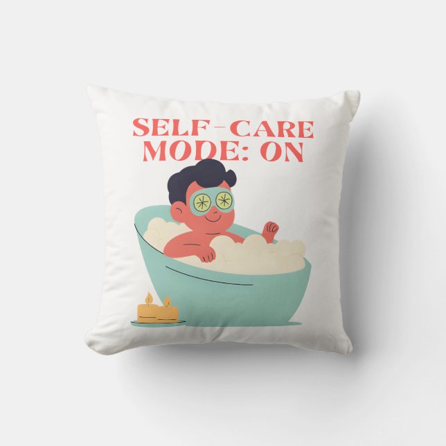 Self-Care Mode: ON – Cute & Funny Cartoon Bathing  Cushion (Front)
