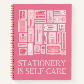 Self-Care Quote Pink Art Supplies Notebook