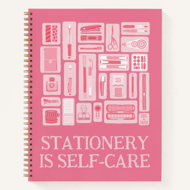 Self-Care Quote Pink Art Supplies Notebook (Front)