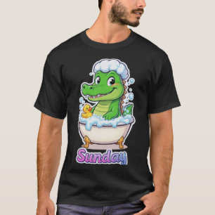 Self Care Sunday Funny Crocodile Bath Time T-Shirt