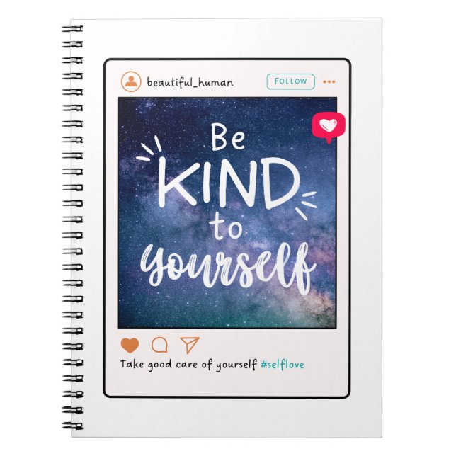 Self-Care Tip - Be Kind to Yourself Notebook (Front)