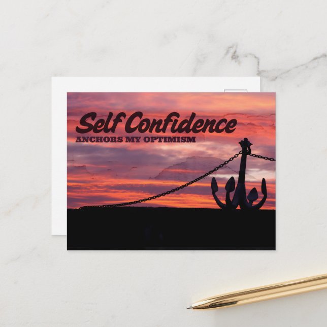 "Self confidence" Motivation Affirmation Postcard (Front/Back In Situ)