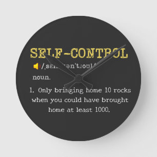 Self Control Definition Funny Personalized Round Clock