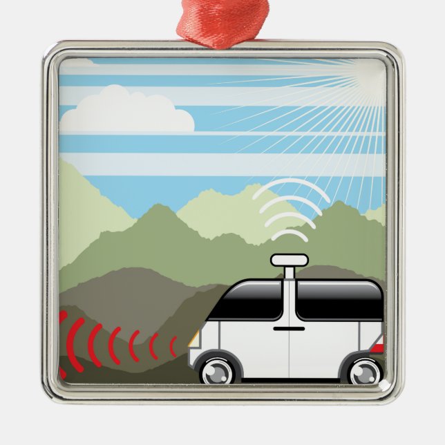 Self-driving car. Driverless car. Metal Tree Decoration (Front)