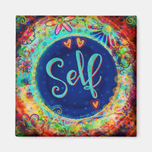 Self Hearts Pretty Floral Colourful Inspirivity Magnet