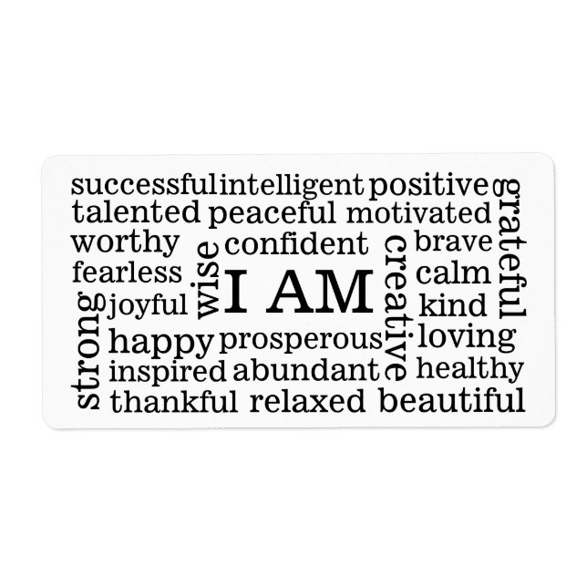 Self Image Positive Affirmations I AM statements (Front)