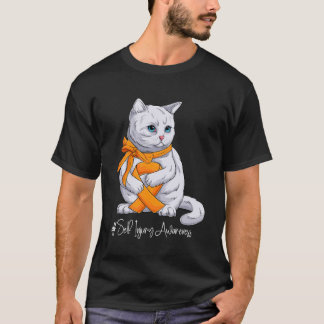Self Injury Awareness Month Orange Ribbon Cat T-Shirt