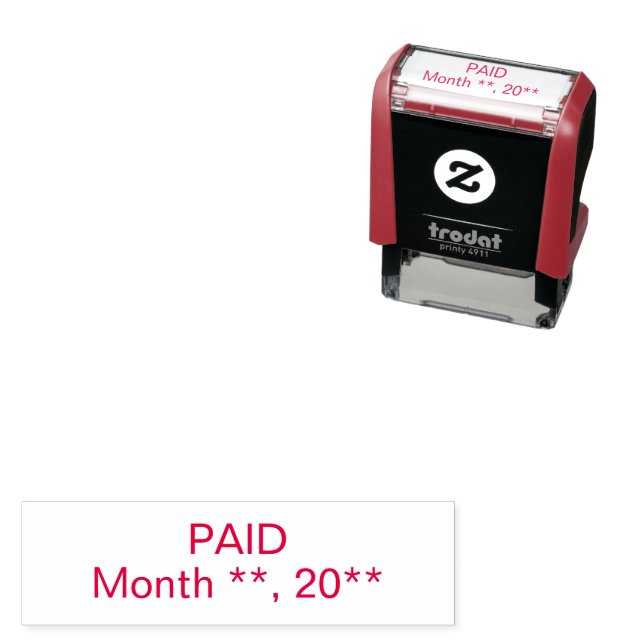 Self Inking Paid Stamp Featuring Custom Date Line (In Situ)