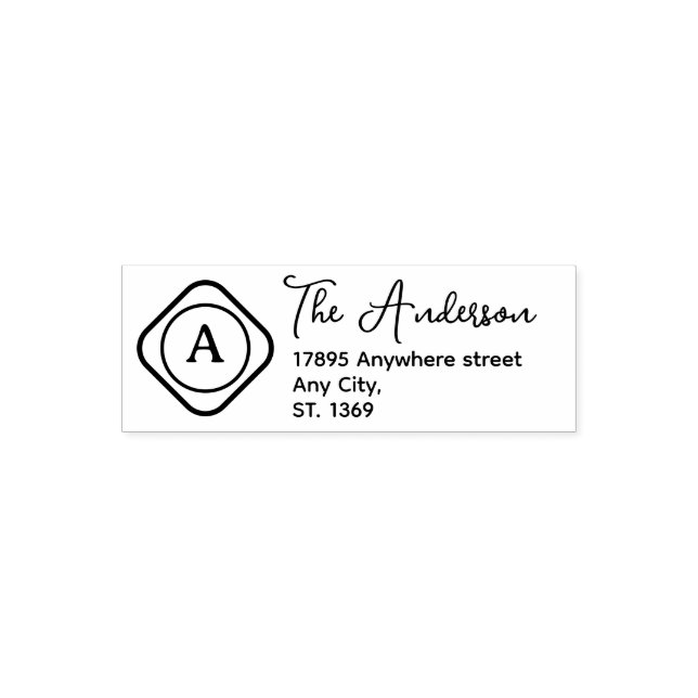 Self Inking Return Address Stamp with monogram (Design)
