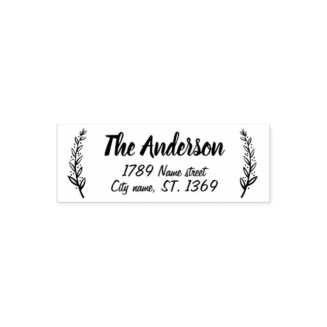 Self Inking Return Address Stamp  with plants (Design)