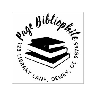 Self Inking Round Return Address Stamp Book Lover