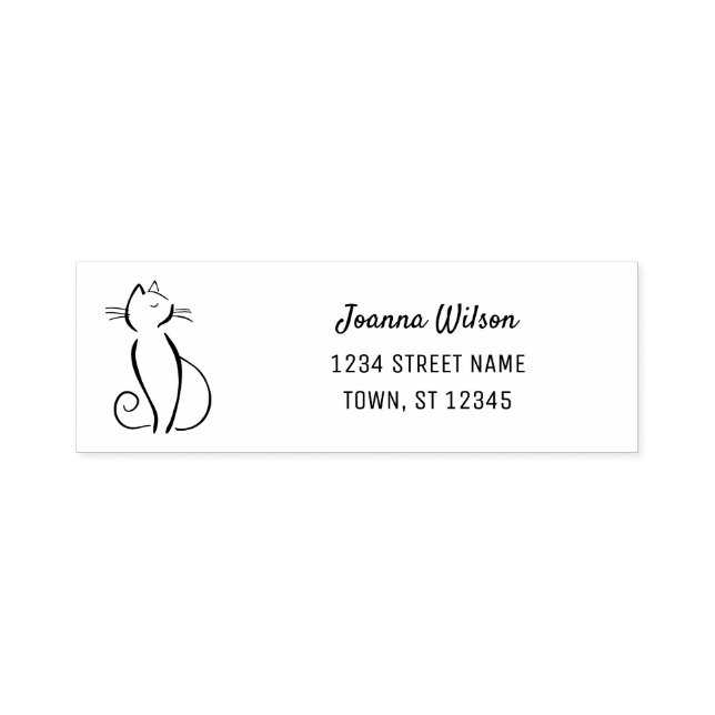 Self-Inking Stamp Cat Drawing Name Address (Design)