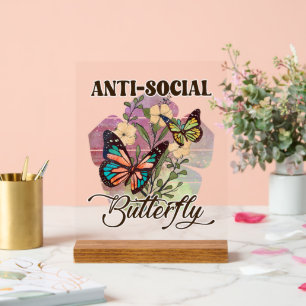 Self inspiration butterfly word art acrylic sign