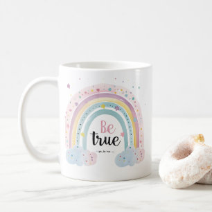 Self Love Affirmation Cute Pastel Be True Rainbow Coffee Mug
