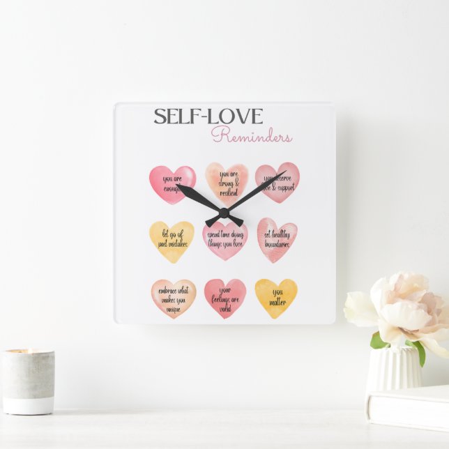 Self-Love Affirmation Quotes Wall Clock (Home)