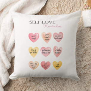 Self-Love Affirmation with Pink Hearts Cushion
