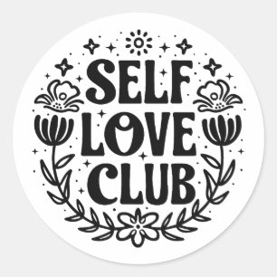 Self love club aesthetic classic round sticker