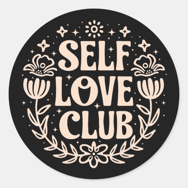 Self love club aesthetic classic round sticker (Front)