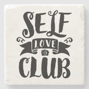 Self Love Club Custom Background Colour Stone Coaster
