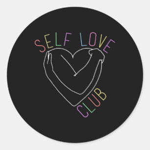 Self Love Club Mental Health Awareness Line Art Fo Classic Round Sticker