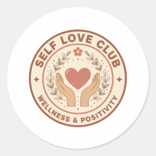 Self Love Club Retro Badge Mental Health Classic Round Sticker