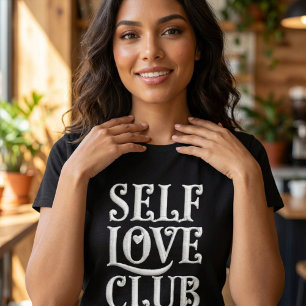 Self Love Club - Retro Groovy Typography Aesthetic T-Shirt