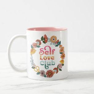 Self Love Club Retro Positive Quote Two-Tone Coffee Mug