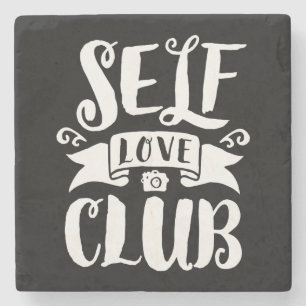 Self Love Club White Custom Background Colour Stone Coaster