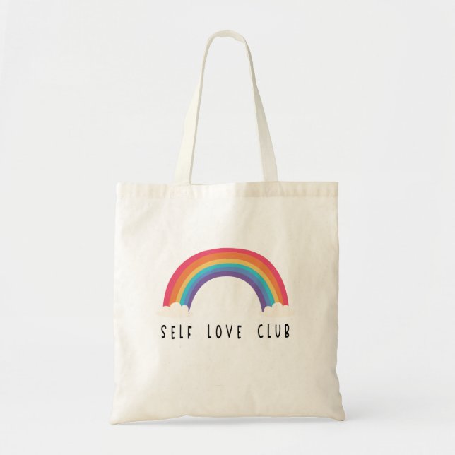 self love club with cute rainbow tote bag (Front)