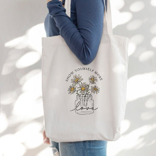 Self-love Daisy Wildflower  Tote Bag
