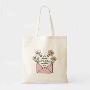 Self Love Floral Envelope Quote Illustration Tote Bag