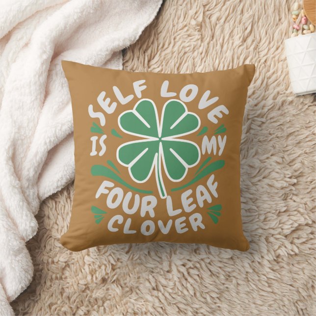  Self Love Four Leaf Clover Throw Pillow  (Blanket)