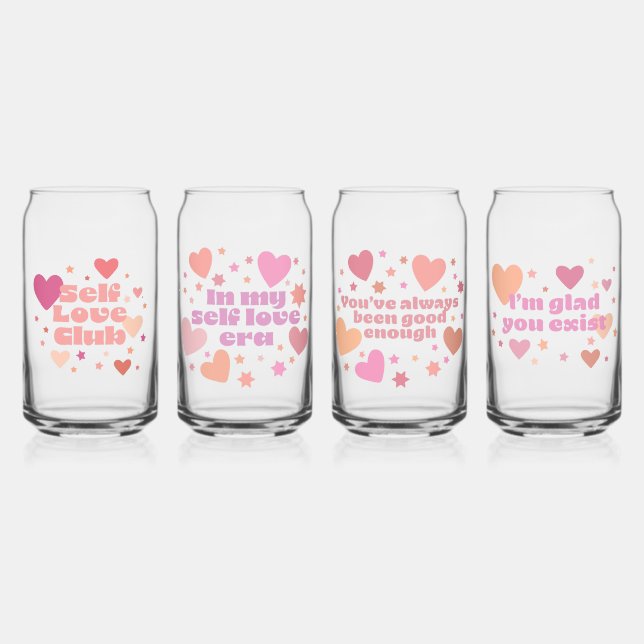 Self Love Glass Cans Set of 4 (Front)