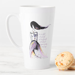 Self LOVE inspirational illustrated lady quote Latte Mug