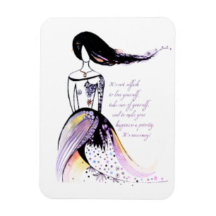 Self LOVE inspirational illustrated lady quote Magnet