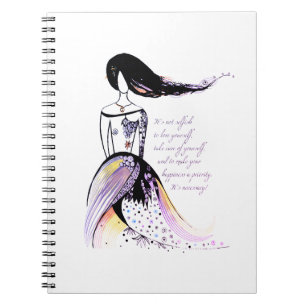 Self LOVE inspirational illustrated lady quote Notebook