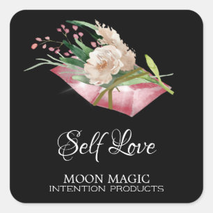 Self Love Intention Crystal Candle Labels