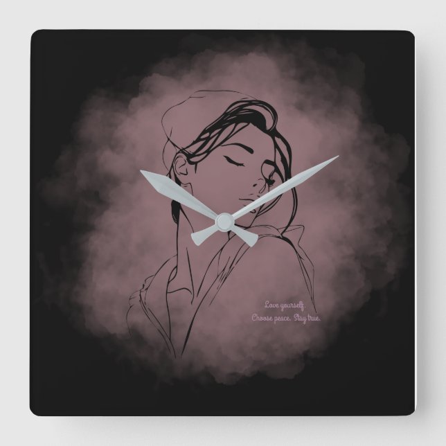 Self-Love Line Art Clock – "Love Yourself" Design (Front)