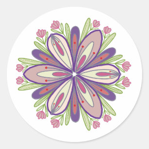 Self-love mandala flowers classic round sticker