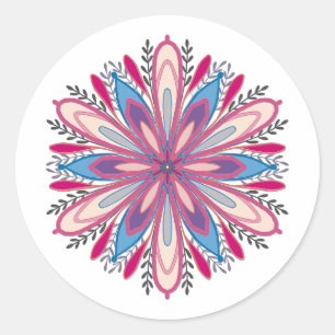 Self-love mandala flowers classic round sticker