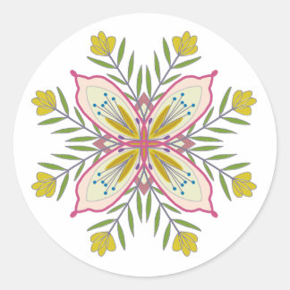 Self-love mandala flowers classic round sticker
