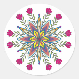 Self-love mandala flowers classic round sticker