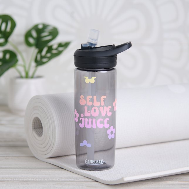 Self Love Retro Floral Water Bottle (Yoga)
