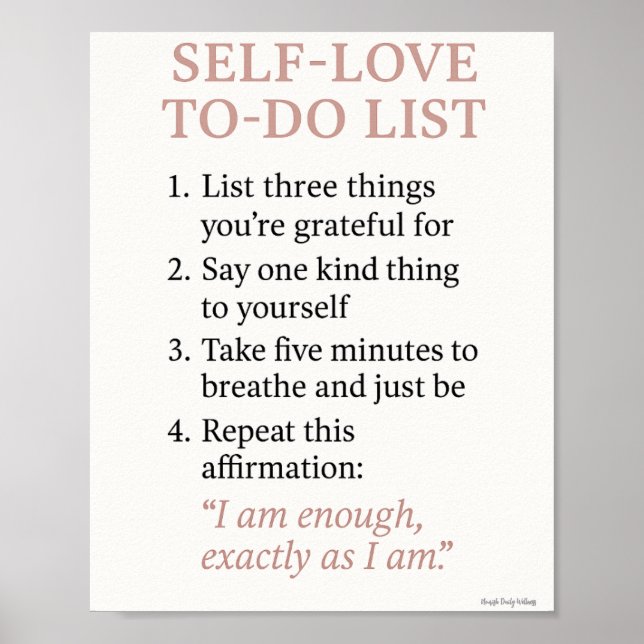 Self-Love To-Do List – Minimalist Affirmation Wall Poster (Front)