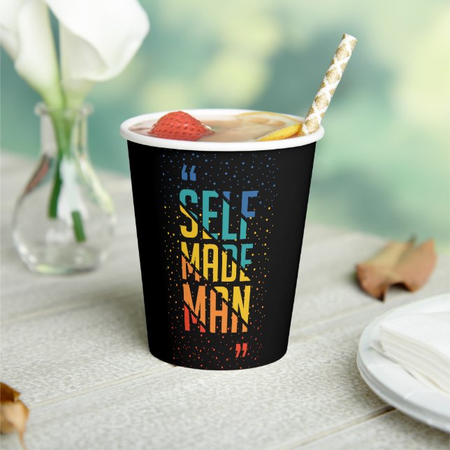 Self Made Man – LGBTQ+ Trans Pride Paper Cups (Insitu)