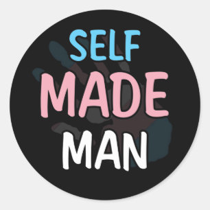 Self Made Man Transman LGBT Trans Pride Flag Classic Round Sticker